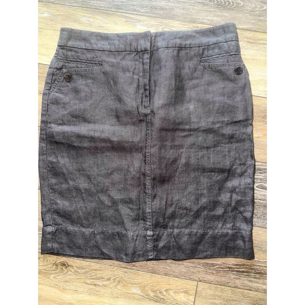 Eileen Fisher Irish 100% Linen Skirt Slate Grey Small EUC Career Cottagecore EUC